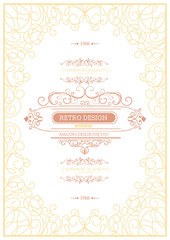 Monogram creative card template with flourishes ornament elements. Elegant design for cafe, restaurant, heraldic, jewelry, fashion. Hand drawn elements. curly and swirls vintage frame