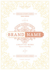 Monogram creative card template with flourishes ornament elements. Elegant design for cafe, restaurant, heraldic, jewelry, fashion. Hand drawn elements. curly and swirls vintage frame