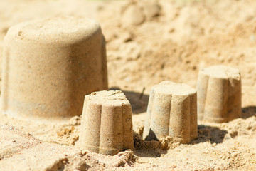 Cakes in the sandbox, close-up