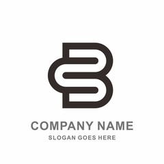 Monogram Letter B Rounded Outline Strips Business Company Stock Vector Logo Design Template 