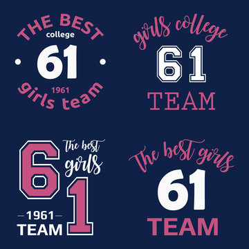 The best girls team college logo 61 isolated vector set