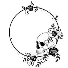 skull and roses frame