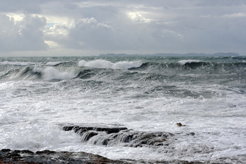 Mediterranean stormy seascape on the coast of Mallorca