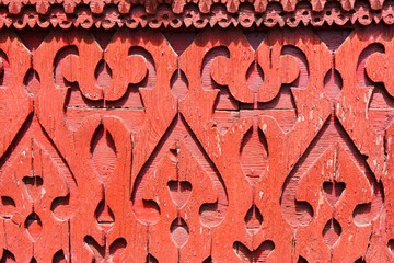 Red texture. 100 years old. Floral model for houses