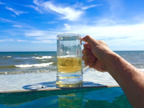 Drink Beer By The Pool At The Summer Beach