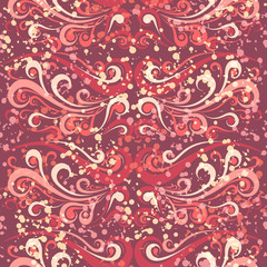 Vector illustration of seamless square curly pattern for print with splashes