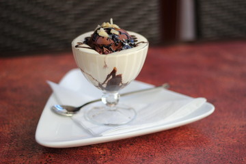Restaurant food with fresh ingredients - tiramisu desert