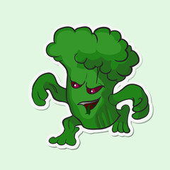 Dangerous Monster vegetable broccoli .Dangerous Monster vegetable - broccoli with red eyes