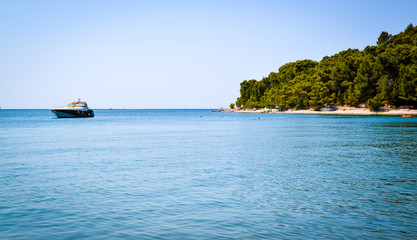 A yacht near in a creek by the coast of Croatia