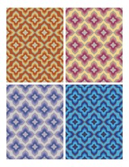 Geometric patterns in retro nostalgic colors. Set of seamless patterns in vintage style.