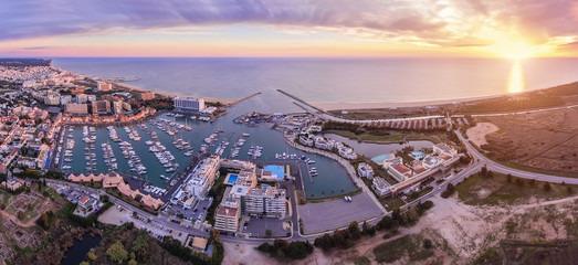 Naklejka premium Aerial. Panorama from the sky, tourist resort Vilamoura.