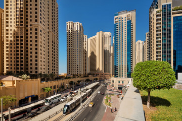 The Dubai Tram is a tramway located in Al Sufouh, Dubai, UAE. It is a primary rail link between Dubai Metro and Dubai Marina and JBR.