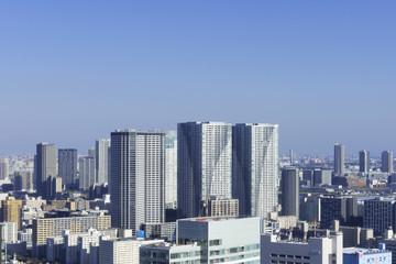 東京都市風景　晴海　勝どき　月島　臨海副都心　快晴　青空　高層ビル　