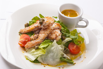 fish salad with Greens and gravy