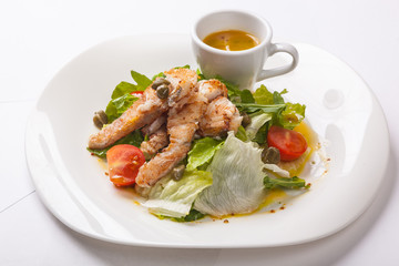 fish salad with Greens and gravy