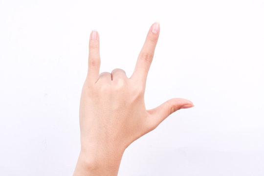 the finger hand symbols isolated concept I love you sign on white background
