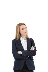 Blond businesswoman with crossed arms