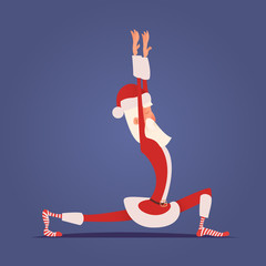 Santa Claus Doing Yoga Set. Vector Xmas Illustration. 3 Poses.