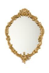 vintage Golden mirror on white wall