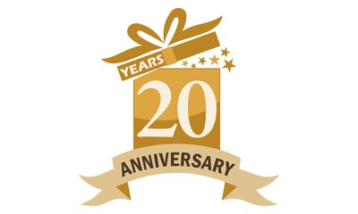 20 Years Gift Box Ribbon Anniversary 