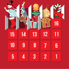 Countdown to Christmas Advent Calendar. Day 17. EPS 10 vector.