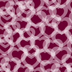 Seamless background with transparent hearts. Happy Valentine's D