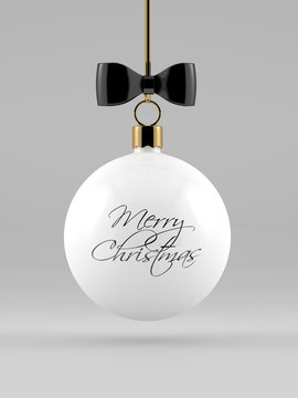 3d rendering of christmas bauble over gray background