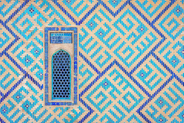 Window of Turkistan mausoleum, Kazakhstan - obrazy, fototapety, plakaty
