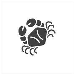 Crab icon vector, filled flat sign, solid pictogram isolated on white, logo illustration