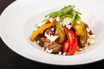 Salad with pork and peppers