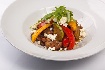 Salad with pork and peppers