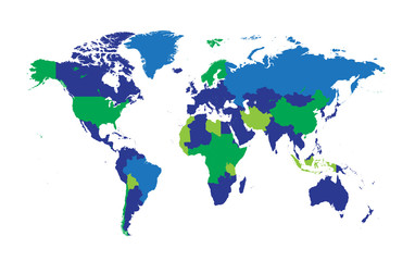 Fototapeta na wymiar World map with countries flat design vector