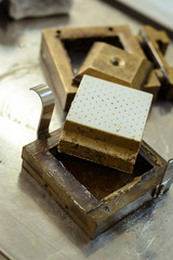 Soil tested in a direct shear box for failure ressistance