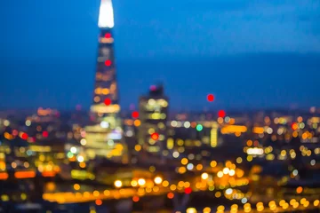 Papier peint photo autocollant rond Londres Abstract blur bokeh city of London night lights. Image for background. 