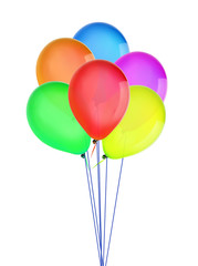 color happy holiday air flying balloons isolated on white