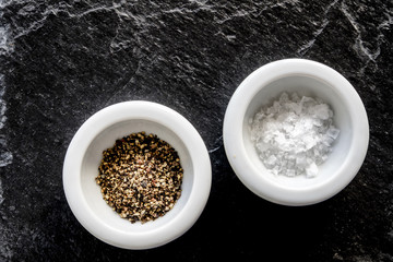 Salt and pepper on slate