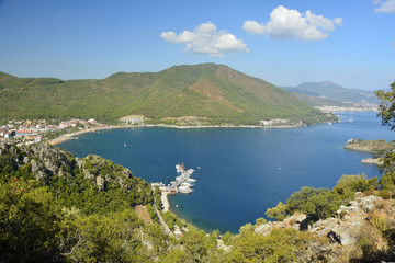 Fototapeta na wymiar View over Icmeler bay near Marmaris resort town in Turkey.
