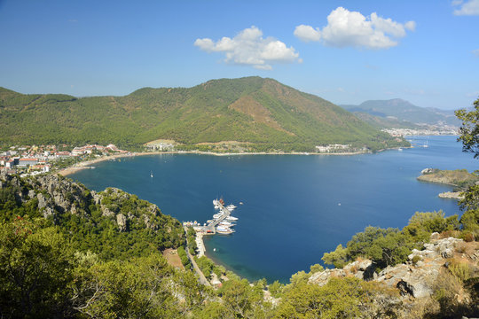 View over Icmeler bay near Marmaris resort town in Turkey.