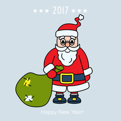 Christmas Santa Claus with gift on background card