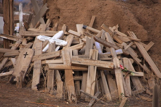 wooden crosses in taos