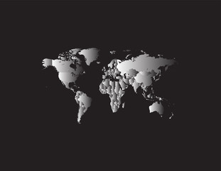 Fototapeta na wymiar World map silver vector