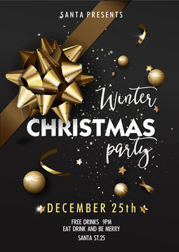 Merry Christmas party layout poster template.