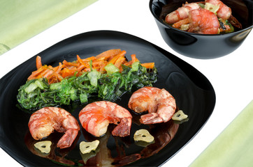 Seafood on the plate  a white background