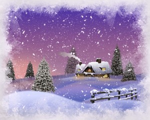 Winter landscape card .