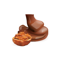 walnut with liquid chocolate