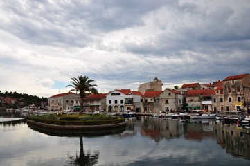 Town Vrboska on island Hvar in Dalmatia, Croatia