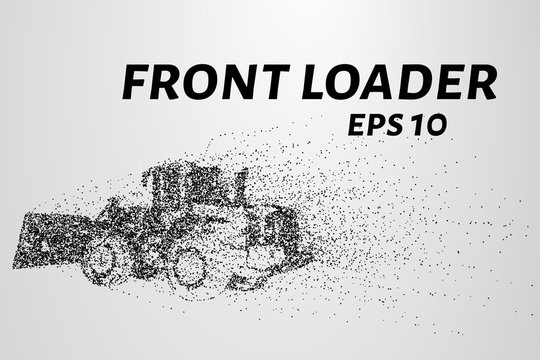 Front loader from the particles. Front loader consists of circles and points. Vector illustration