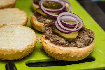 Fototapeta na wymiar Closeup of home made burgers