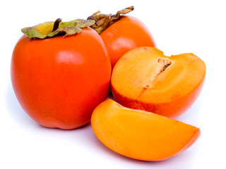 Persimmon fruit isolated on white background. clipping path