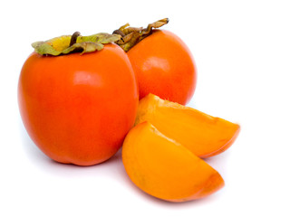 Persimmon fruit isolated on white background. clipping path